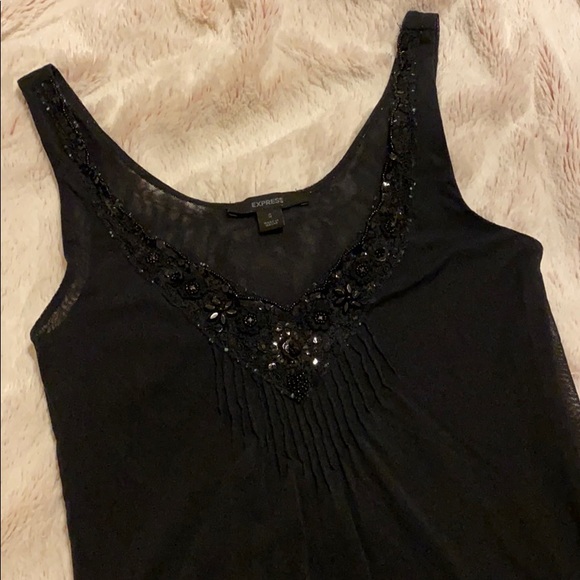Express Top Black Mesh sequin size S - Picture 1 of 5